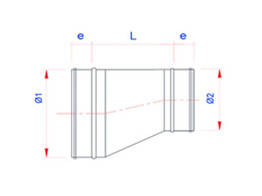 Asymmetrische reductie diam. 630 mm - 560 mm - met dichting